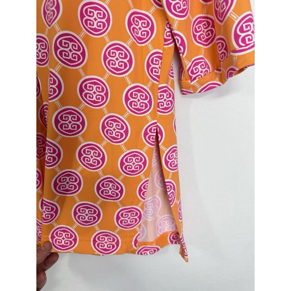 Lulu-B Orange Tunic with Pink Circle Print